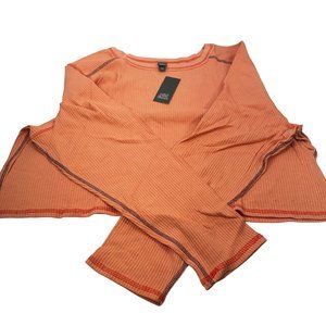 Wild Fable Women's Size 4X Long Sleeve Slim Fit Baby Ribbed Tee Shirt Peach New